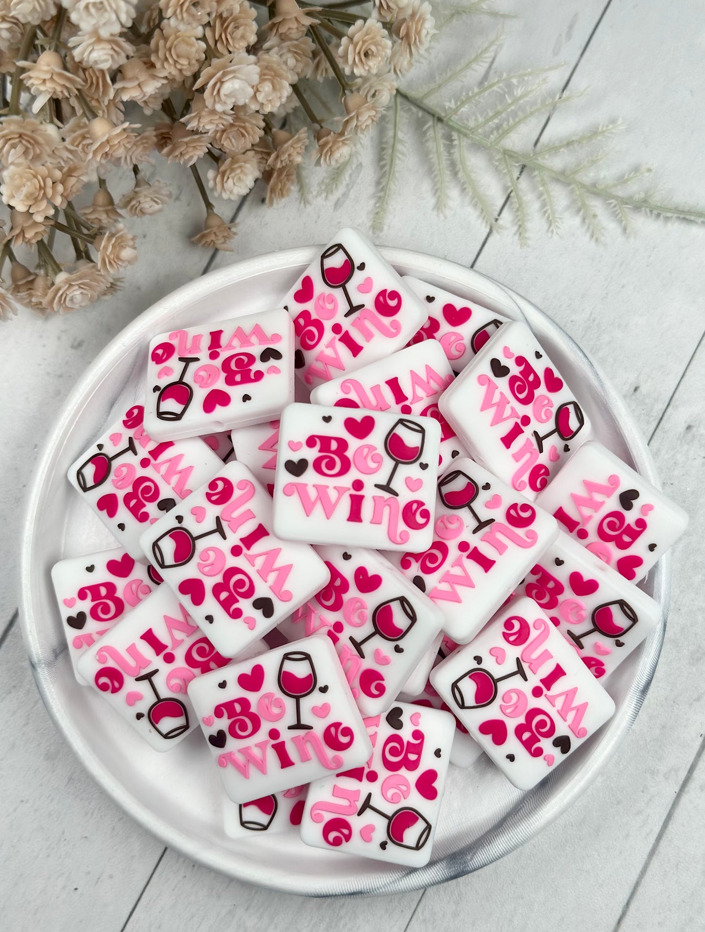 V- Be Wine Silicone Focal Bead, Wine Shape Silicone Bead, Valentines Day Focal Bead