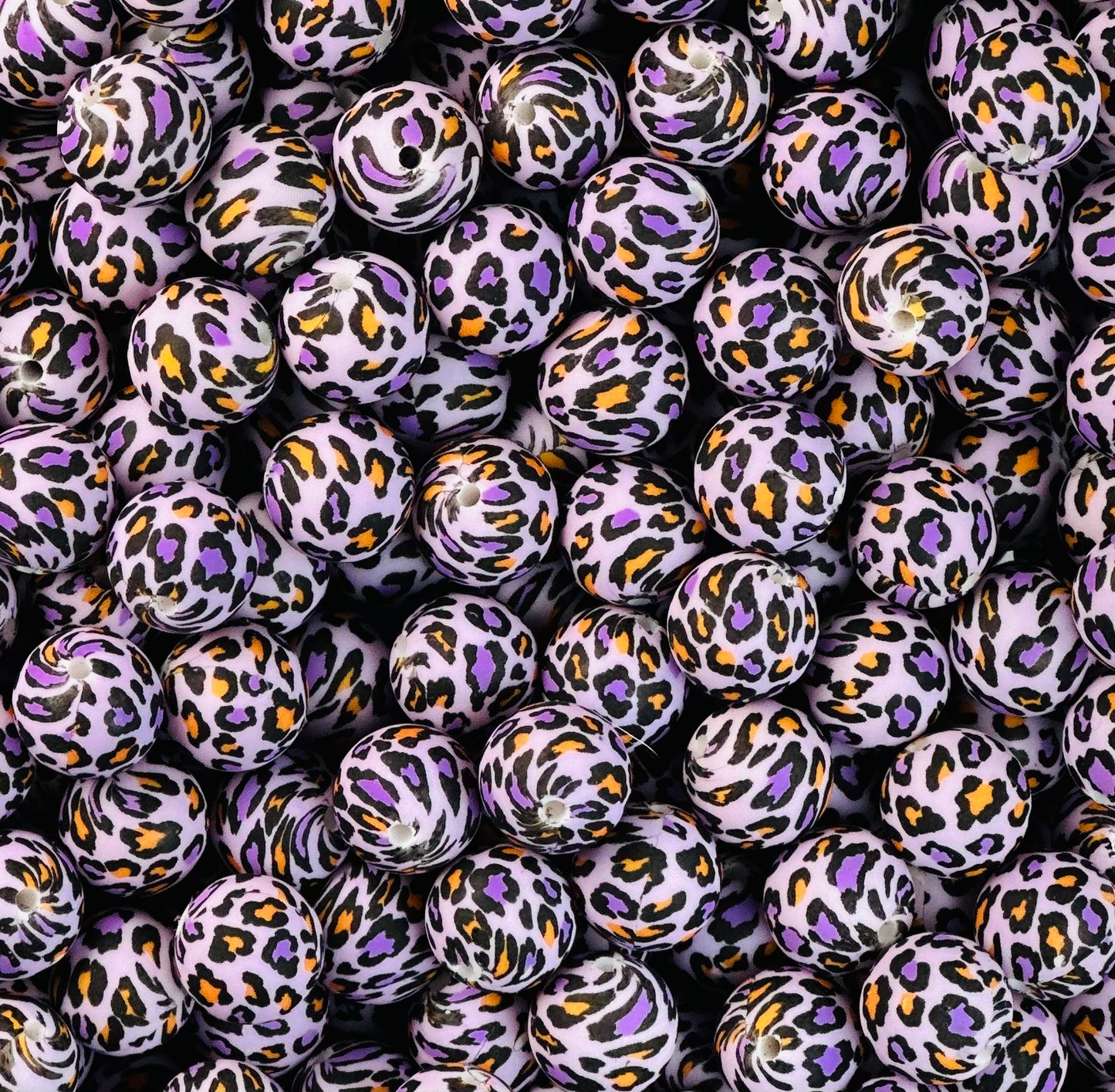 15mm Print Halloween Leopard Round Silicone Beads