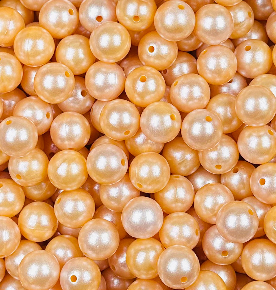 15mm Opal Peach Round Silicone Beads, Glossy Silicone Beads