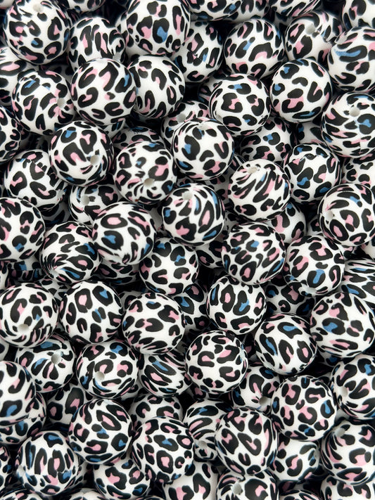 15mm Print Emotionally Attached Leopard EXCLUSIVE Round Silicone Beads
