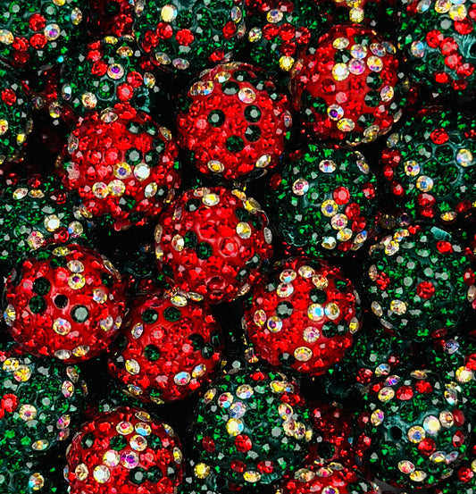 Christmas Rhinestone Round Acrylic Beads