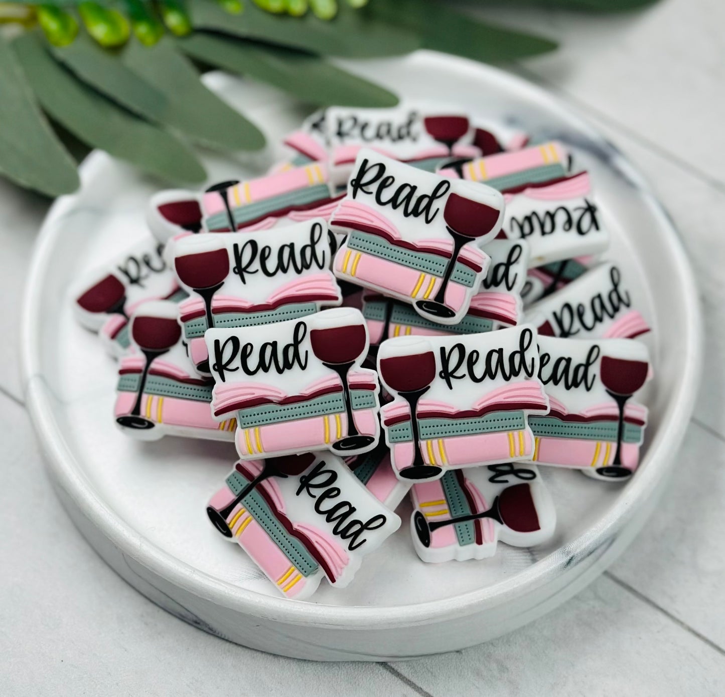 B- Wine and Read Silicone Focal Bead, Wine Shape Silicone Bead