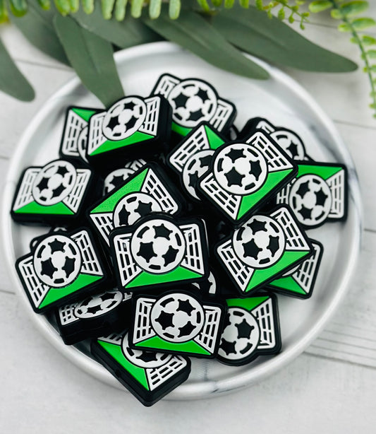 Soccer Goal Focal Silicone Bead, Sports Focal Silicone Bead