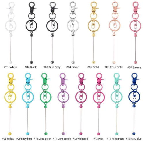 5Pcs/Set Mix Color Beadable KeyChain Bar Jewelry Crafts Blank Metal Keyring  Hook Beadable Keychain DIY Beadable Bar Keychain