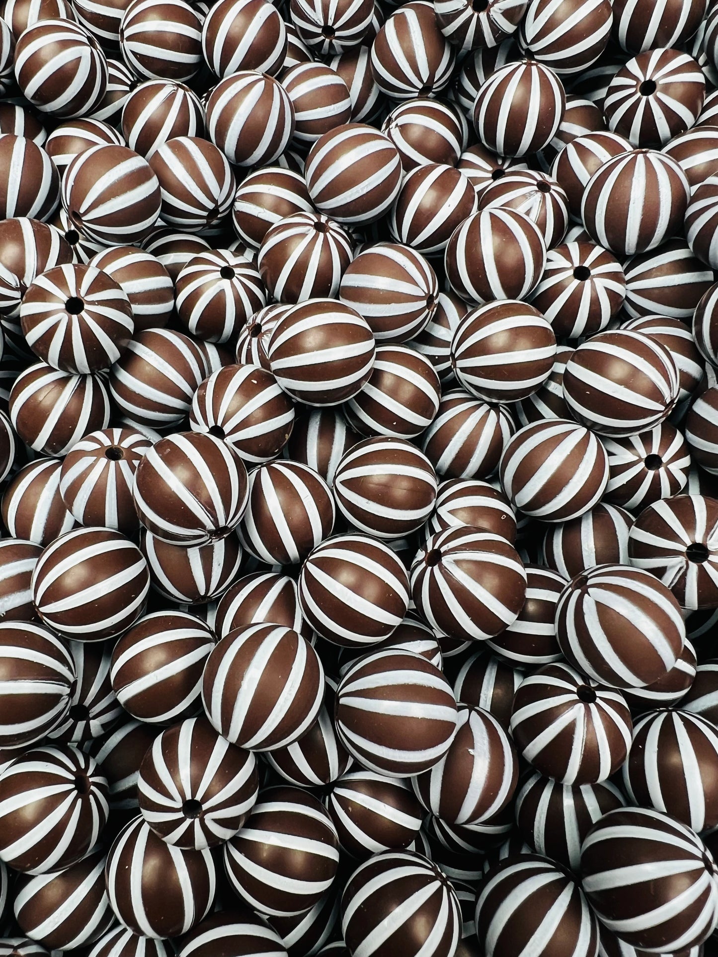 15mm Print Candy Stripes Round Silicone Beads