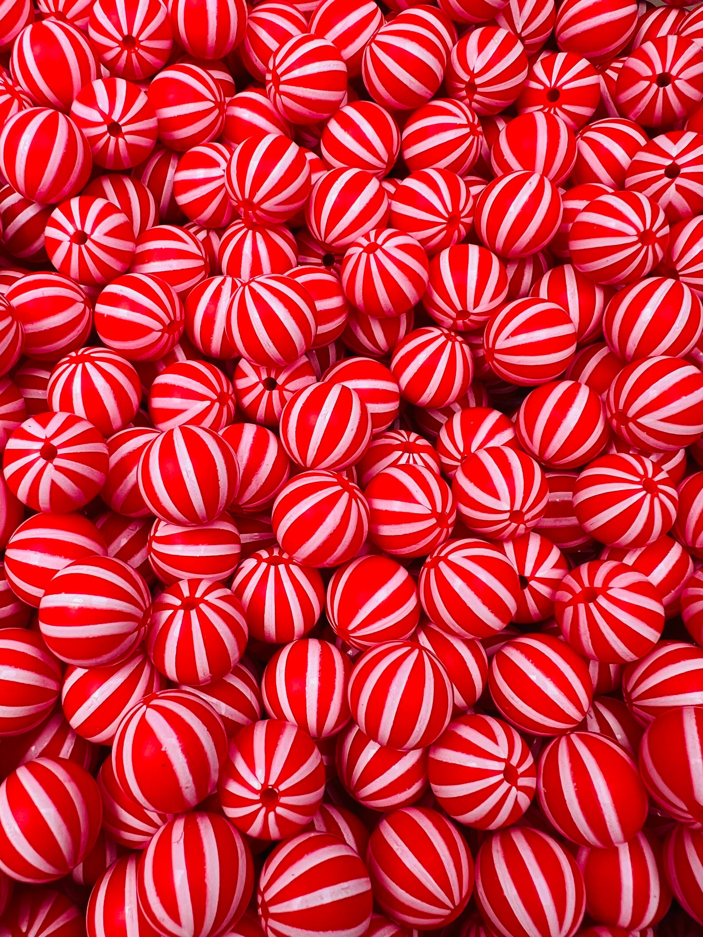 15mm Print Candy Stripes Round Silicone Beads