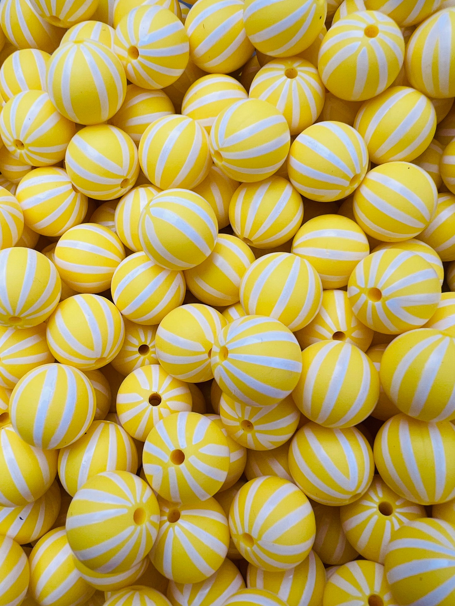15mm Print Candy Stripes Round Silicone Beads