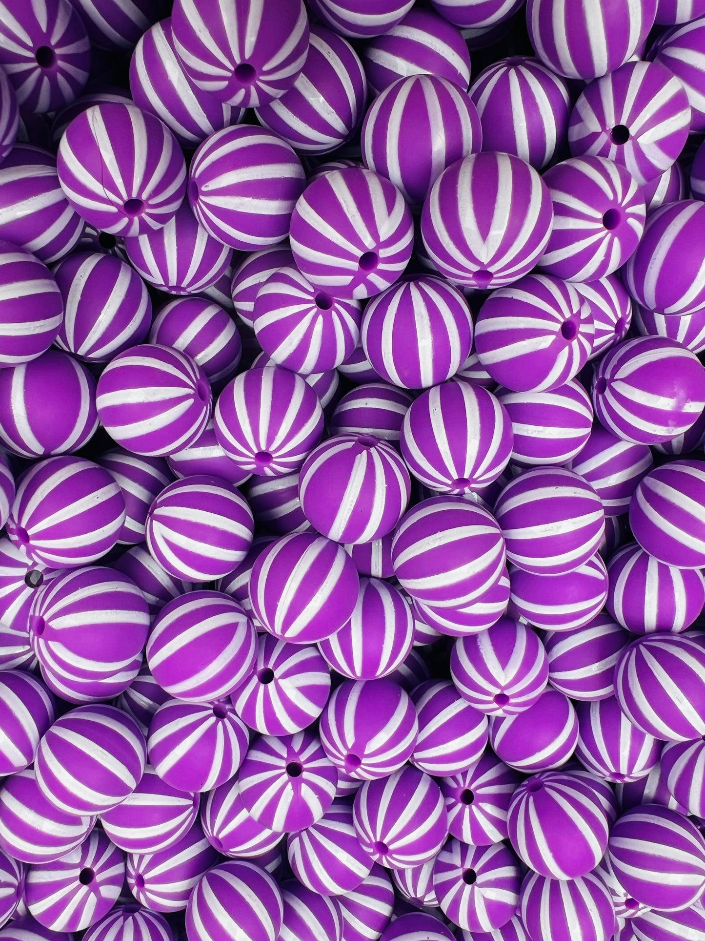 15mm Print Candy Stripes Round Silicone Beads