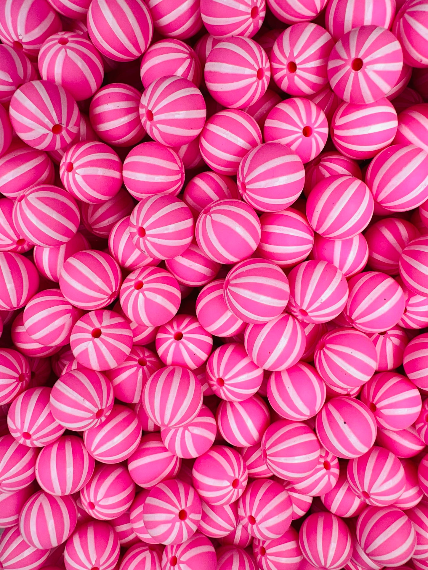 15mm Print Candy Stripes Round Silicone Beads
