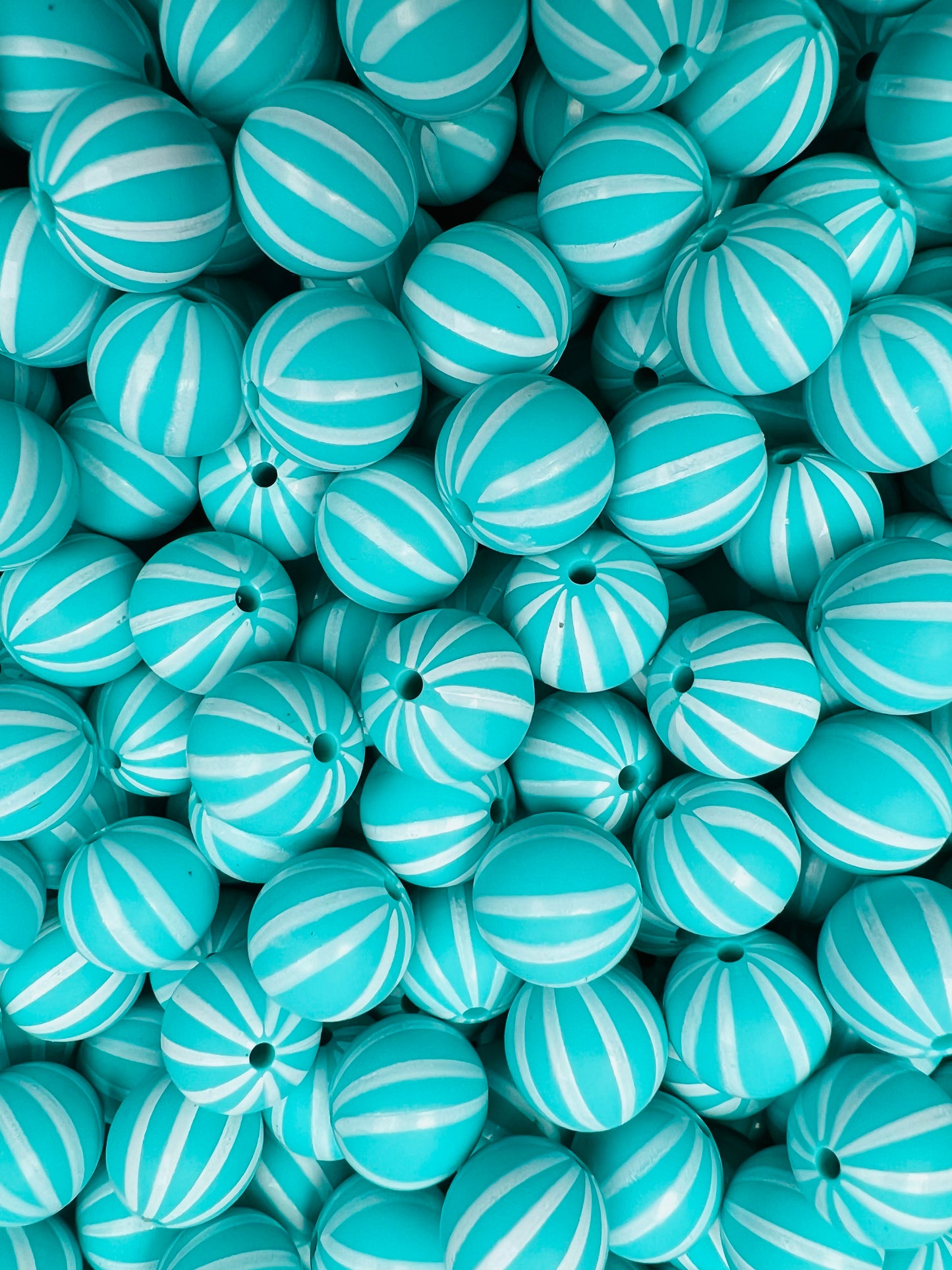 15mm Print Candy Stripes Round Silicone Beads