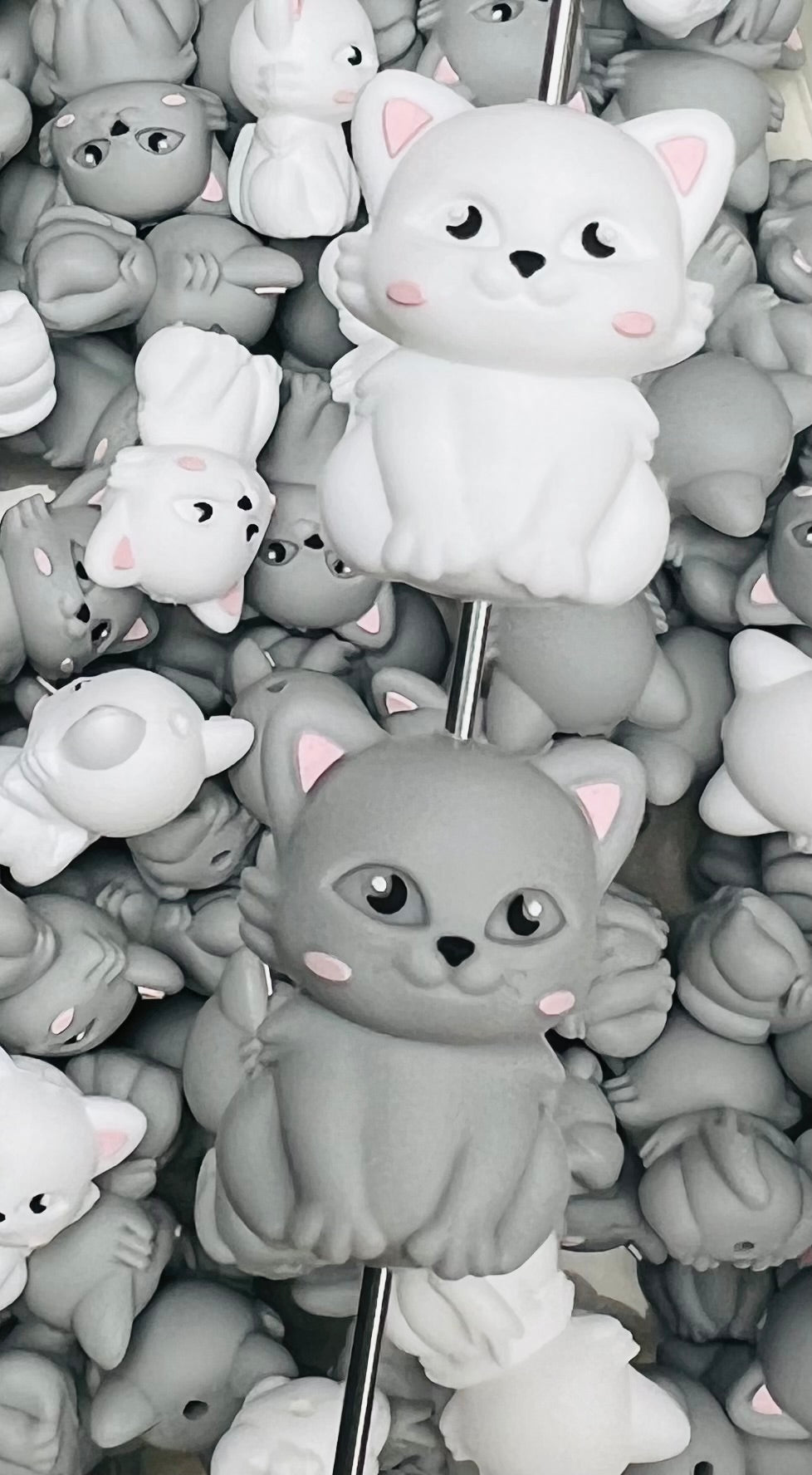3D Cleo the Cat Focal Bead,**NOT FOR TEETHING** Animal Shape Silicone Bead
