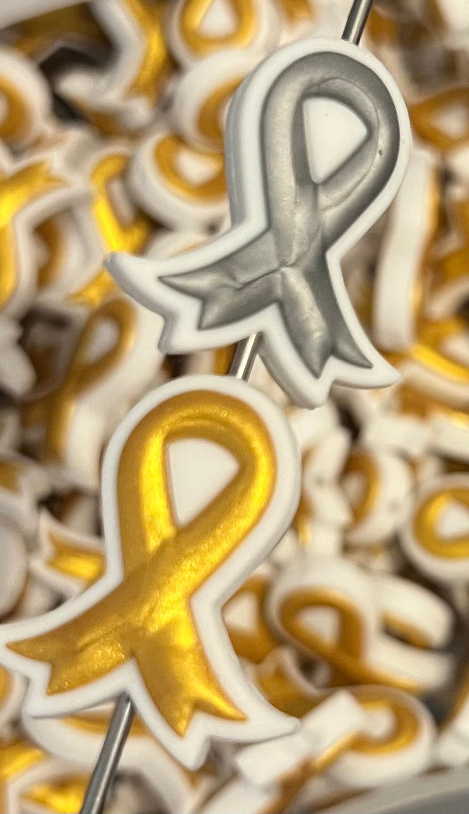 Awareness Ribbon Focal Bead, Health Silicone Bead
