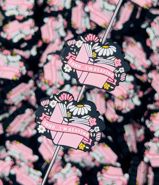 B- SHH I'm Reading EXCLUSIVE Silicone Focal Bead, Book Silicone Focal Bead