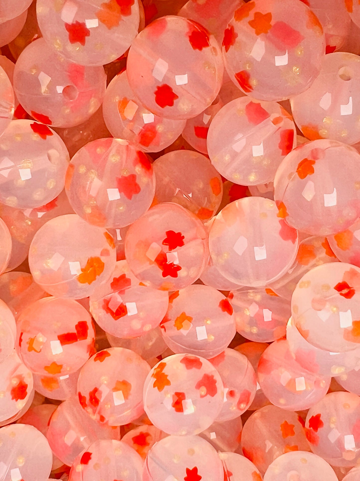 15mm Confetti Fall Leaf EXCLUSIVE Round Silicone Beads