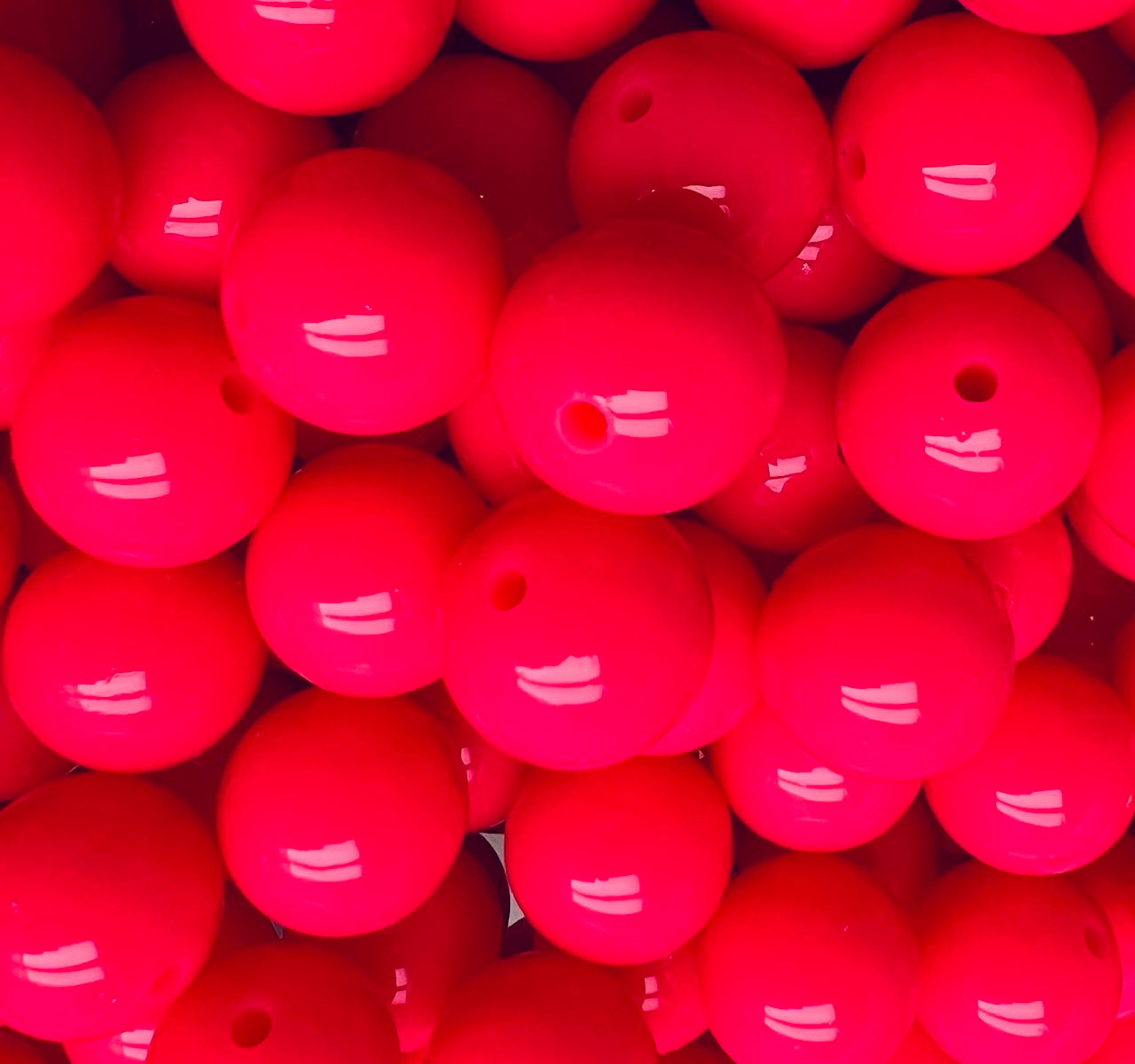 15mm Liquid Neon Pink Round Silicone Beads