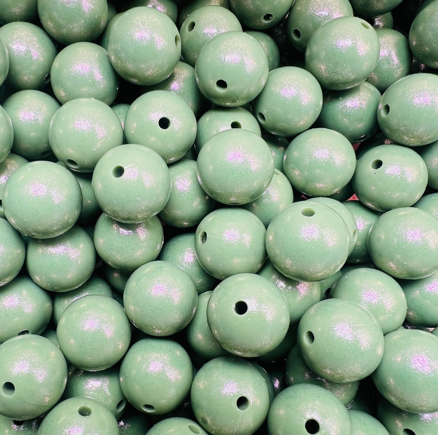 15mm Opal Sage Round Silicone Beads