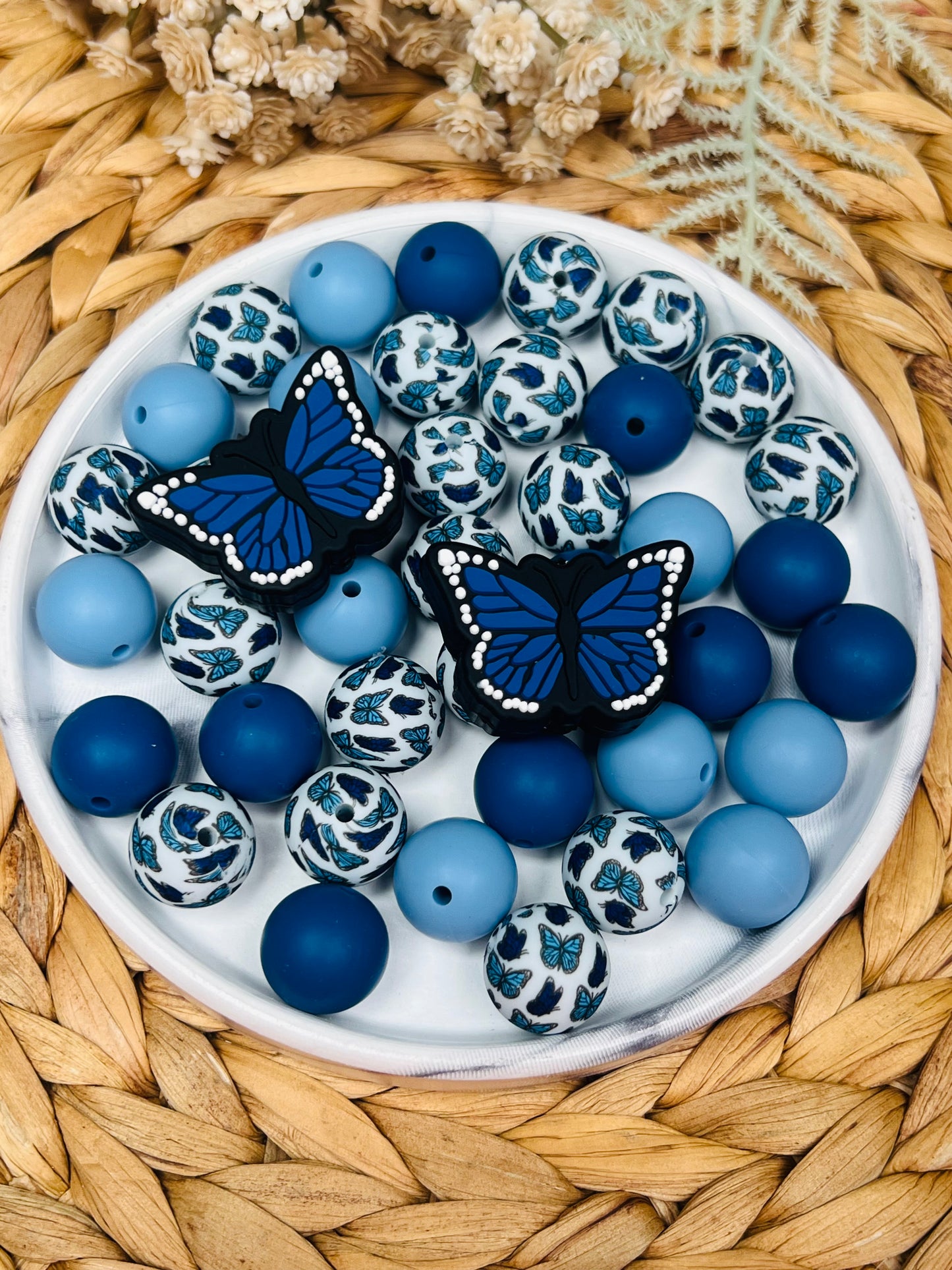 *Bead Mix - Blue Butterfly Silicone Bead Mix, Animal Bead Mix