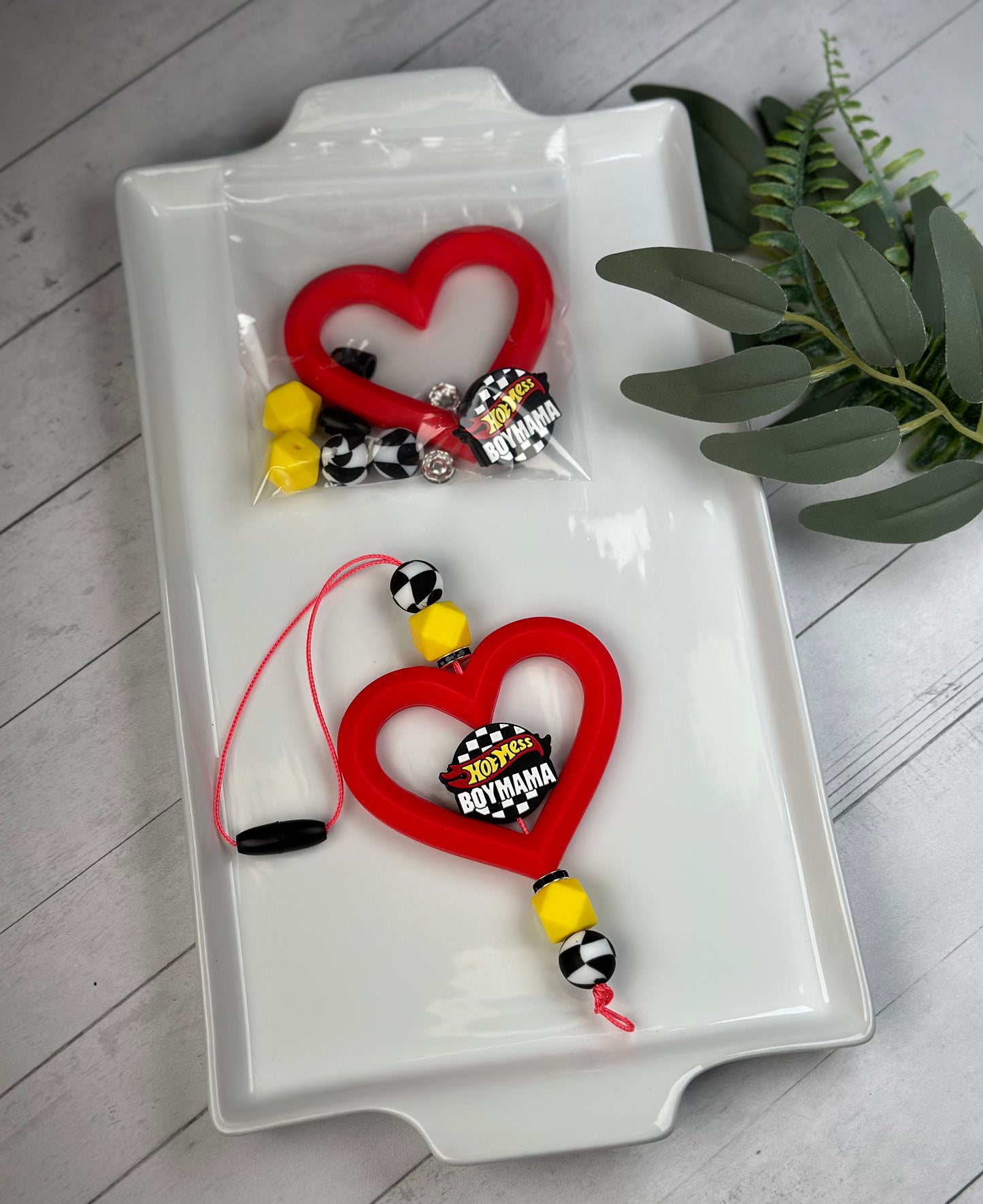 *Bead Kit #110- Hot Mess Boy Mama DIY Silicone Bead Kit, Car Charm, Great For Gifts