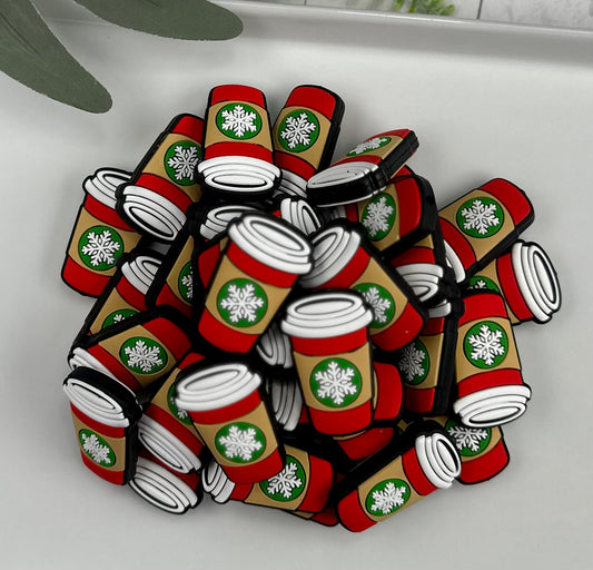 Christmas Coffee Cup Silicone Focal Bead, Cup Shape Silicone Bead