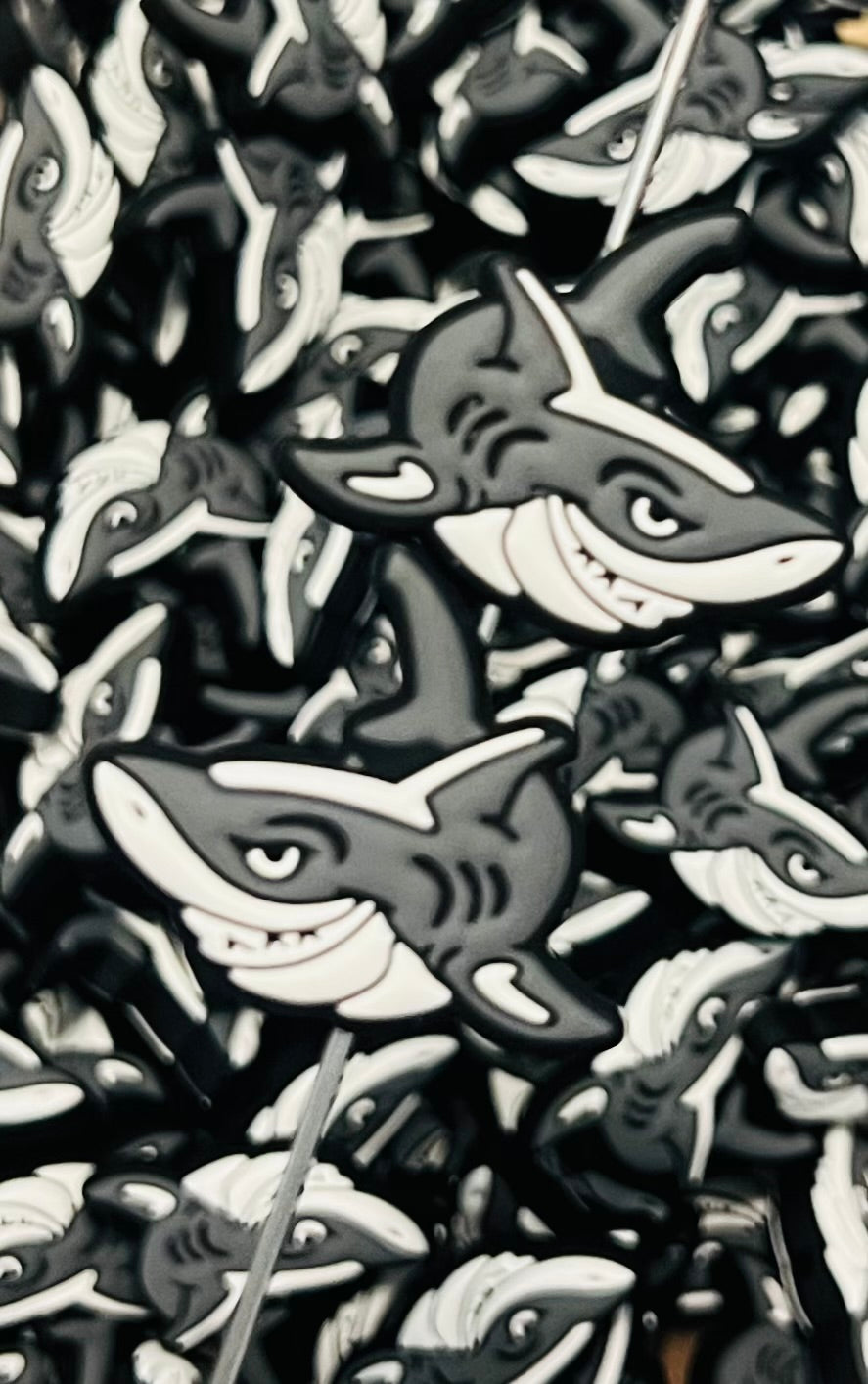 Grey Shark Silicone Focal Bead, Animal Shape Silicone Bead,