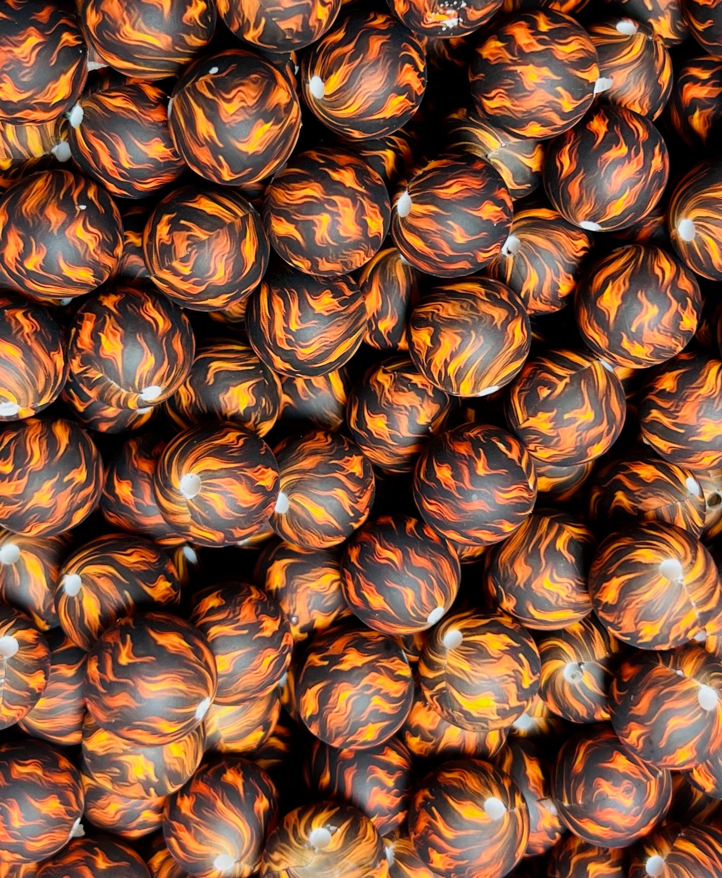15mm Print Flames EXCLUSIVE Silicone Beads, Silicone Print Bead