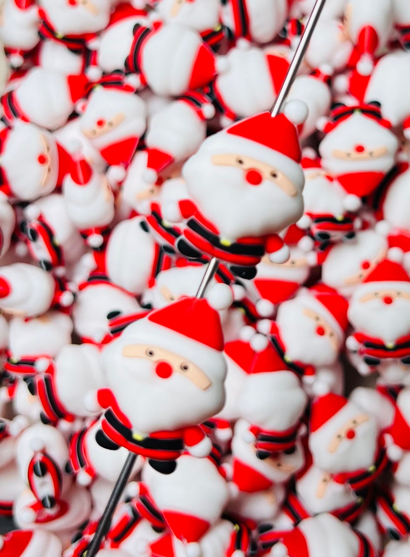 3D Santa Claus Focal Bead, **NOT FOR TEETHING** Christmas Shape Silicone Bead