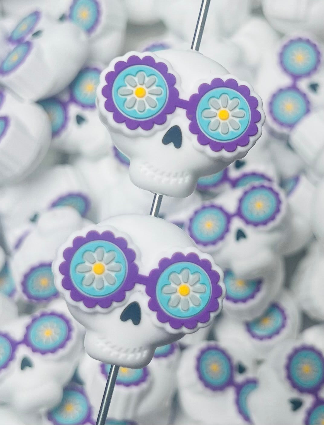 3D Hippie Skull Focal Bead, **NOT FOR TEETHING** 3D Skull Focal Bead