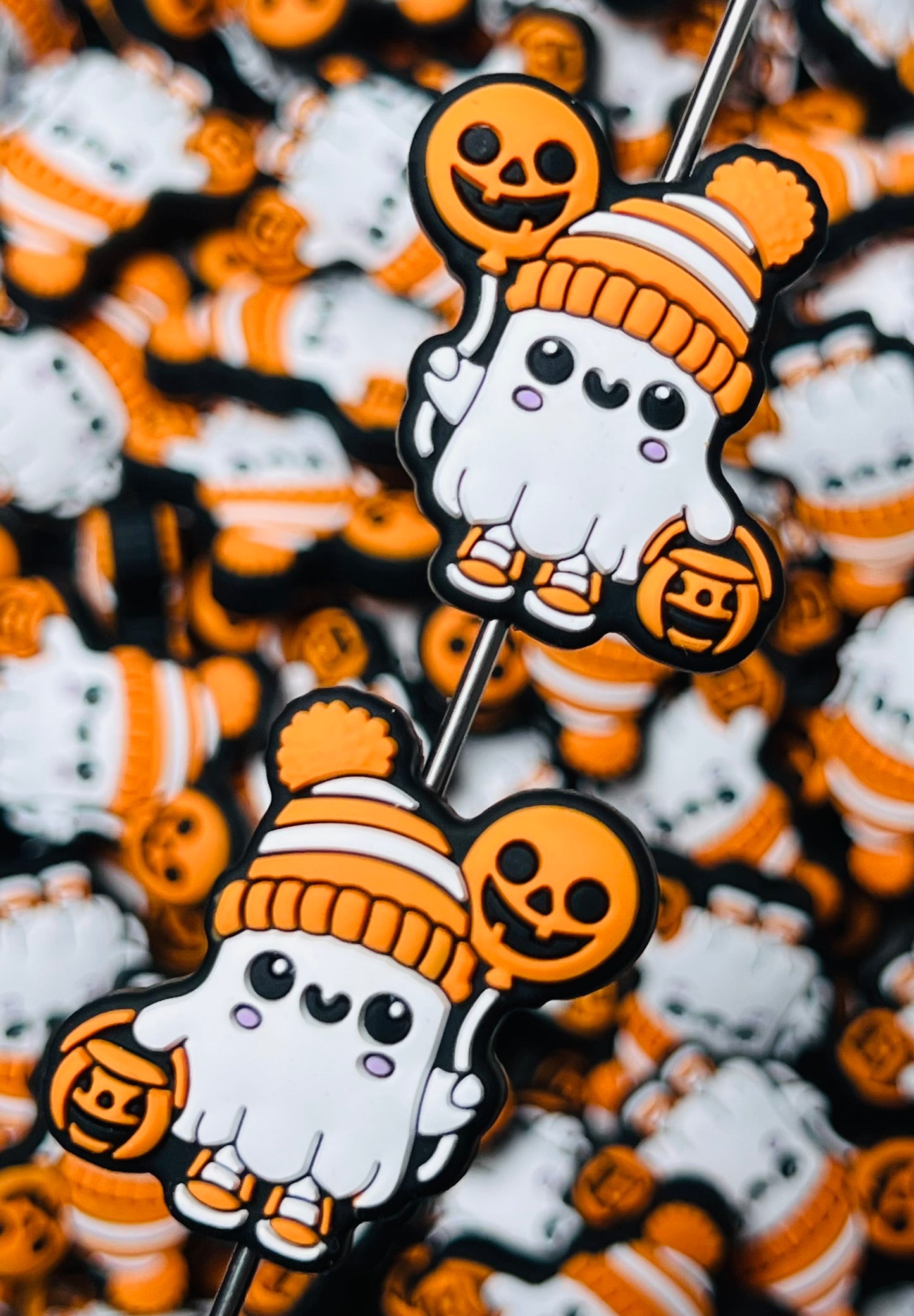 H- Lil Boo Focal Silicone Bead, Halloween Ghost Silicone Bead