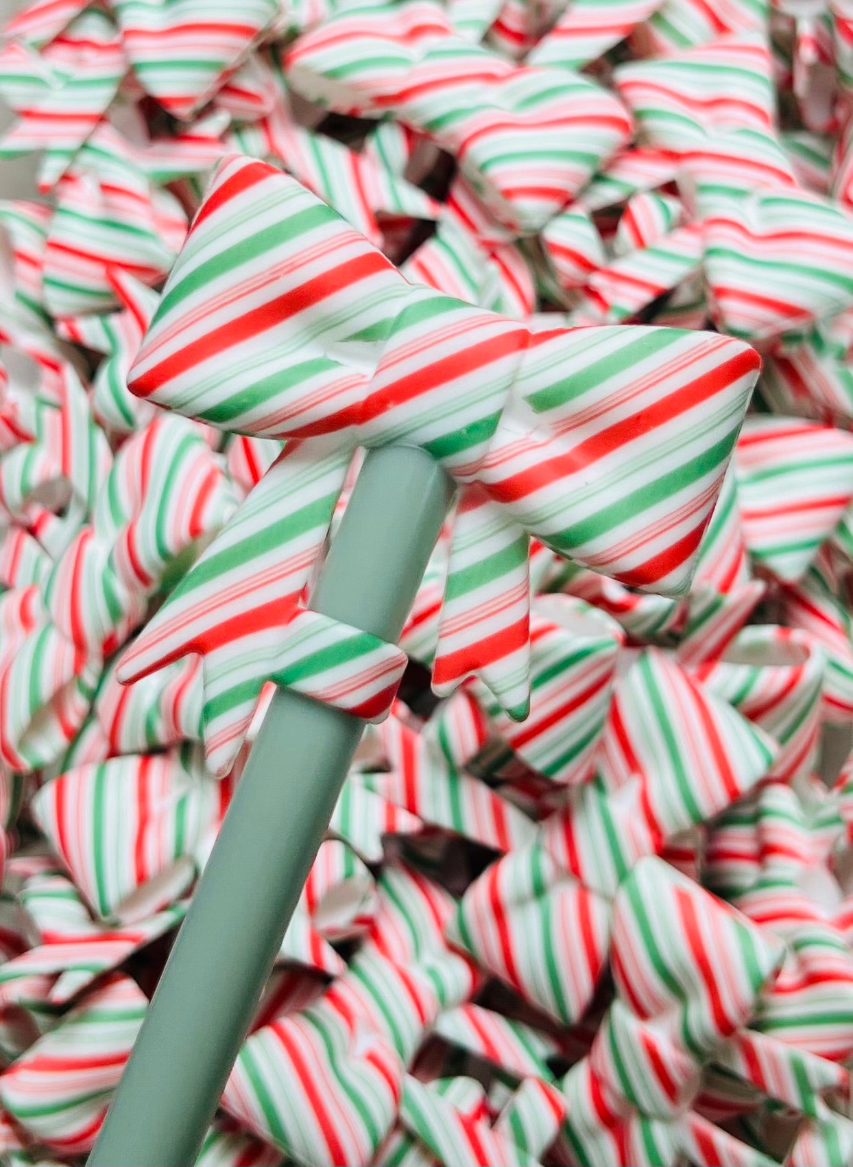 Y- Straw Topper - Christmas Printed Bow, Tumbler Accessory