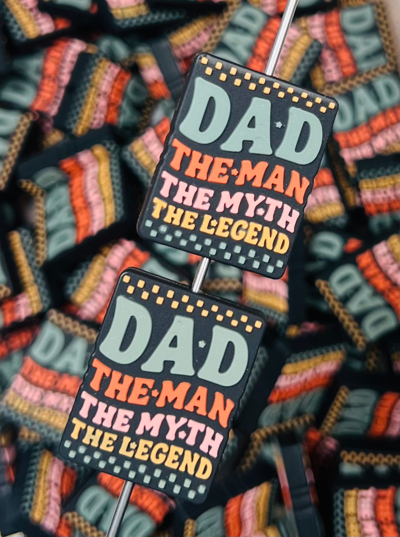 Man, Myth, Legend Dad Focal Silicone Bead, Dad Focal Silicone Bead