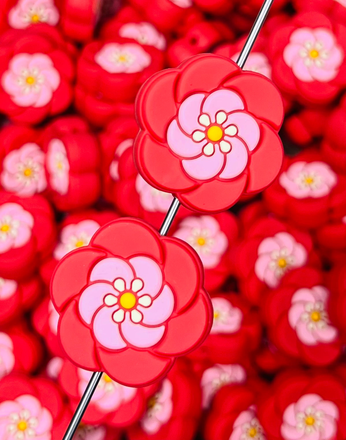 L- Aloha Blossom Silicone Focal Bead, Flower Focal Bead