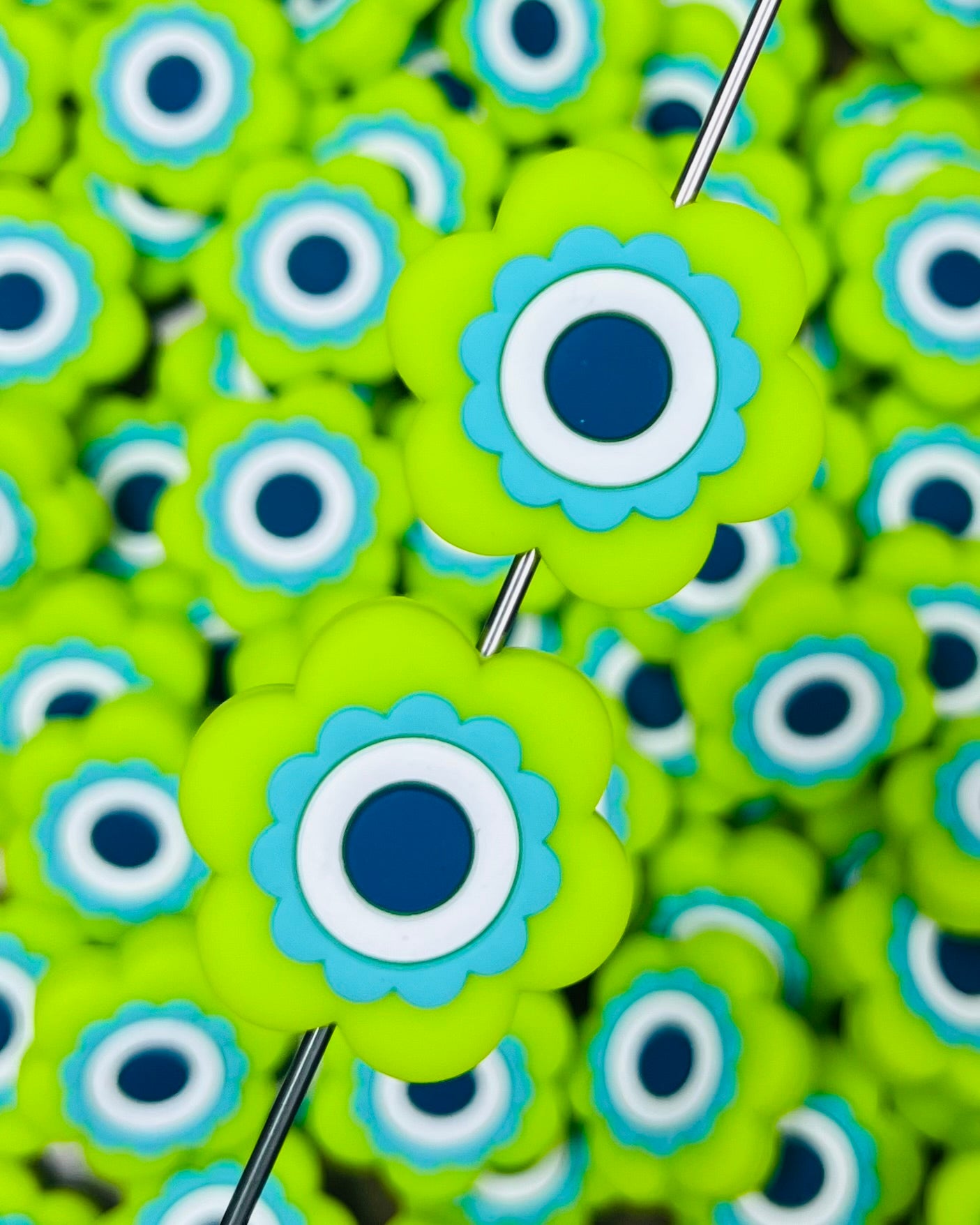 L- Lime Skyflower Silicone Focal Bead, Flower Focal Bead