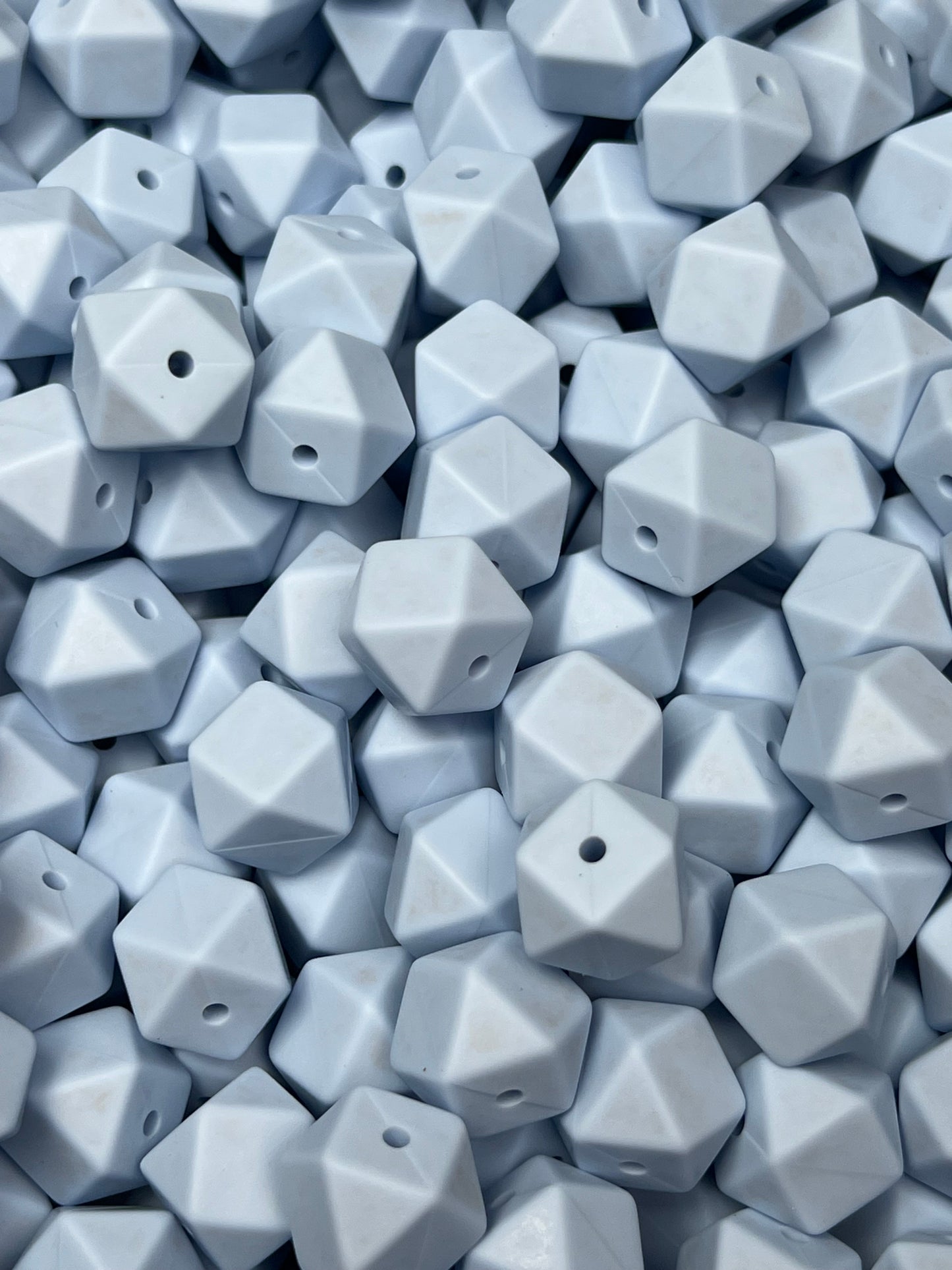 14mm Hexagon Baby Blue Silicone Beads