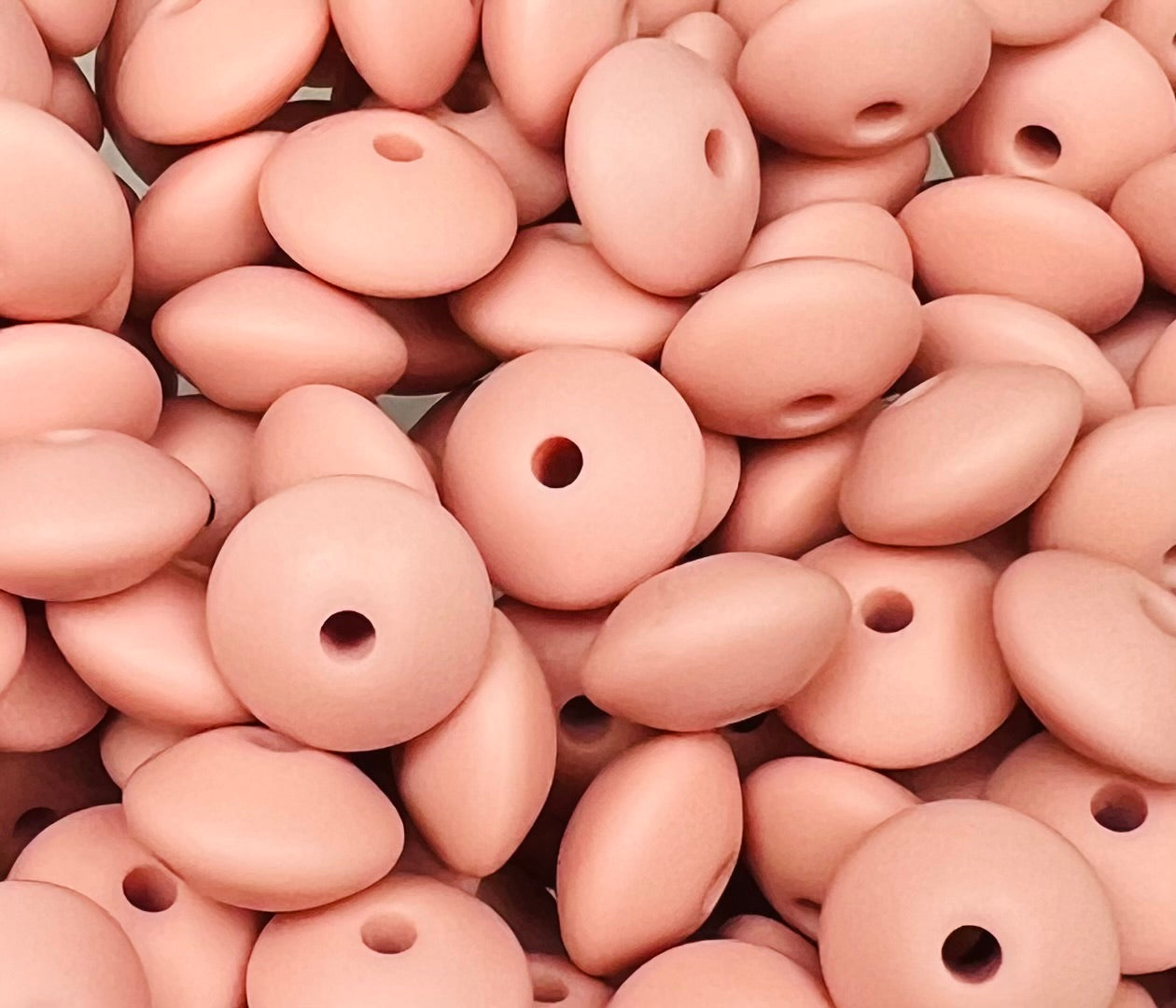12mm Lentil Solid Champagne Silicone Beads