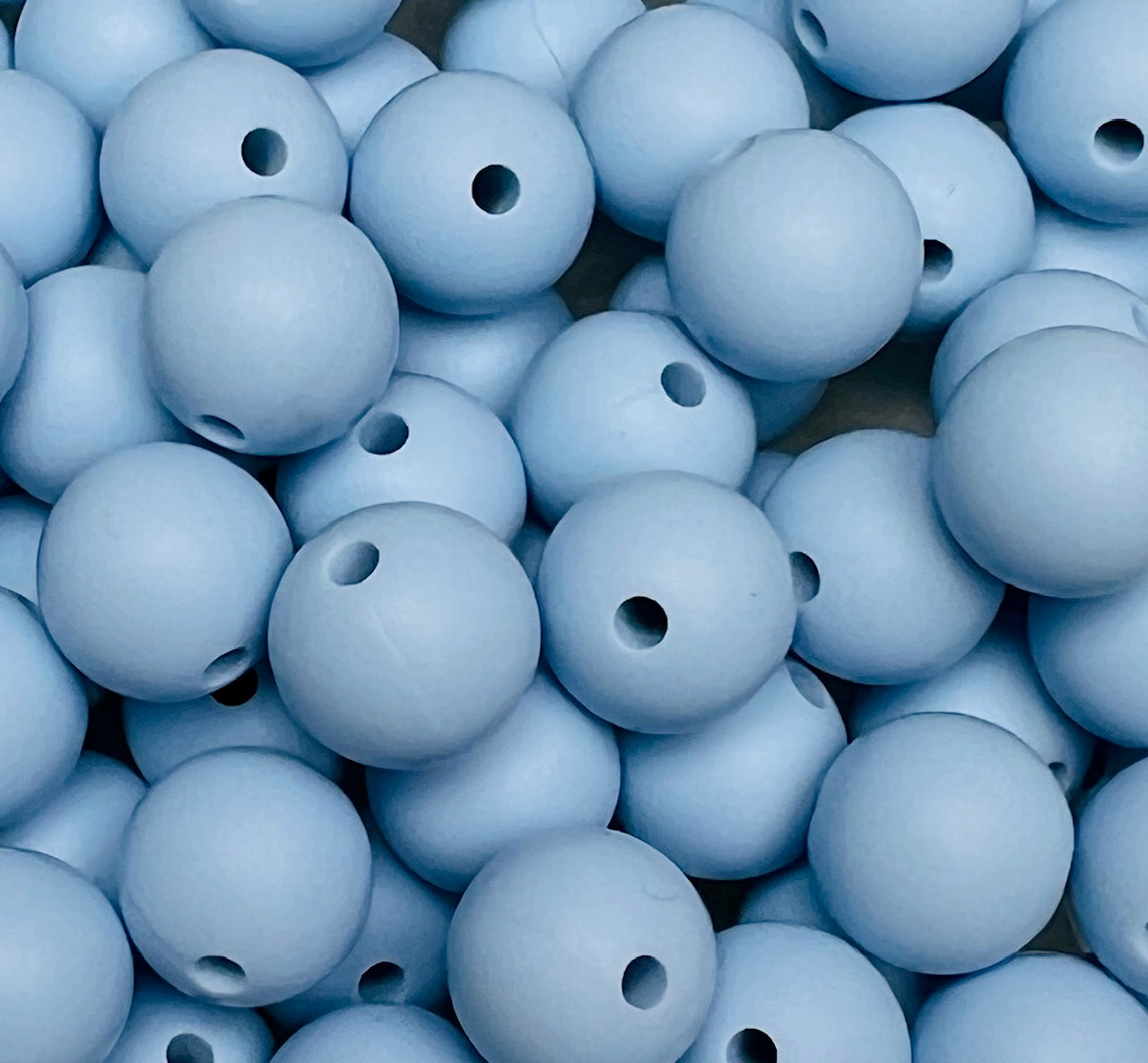12mm Round Solid Baby Blue Silicone Bead