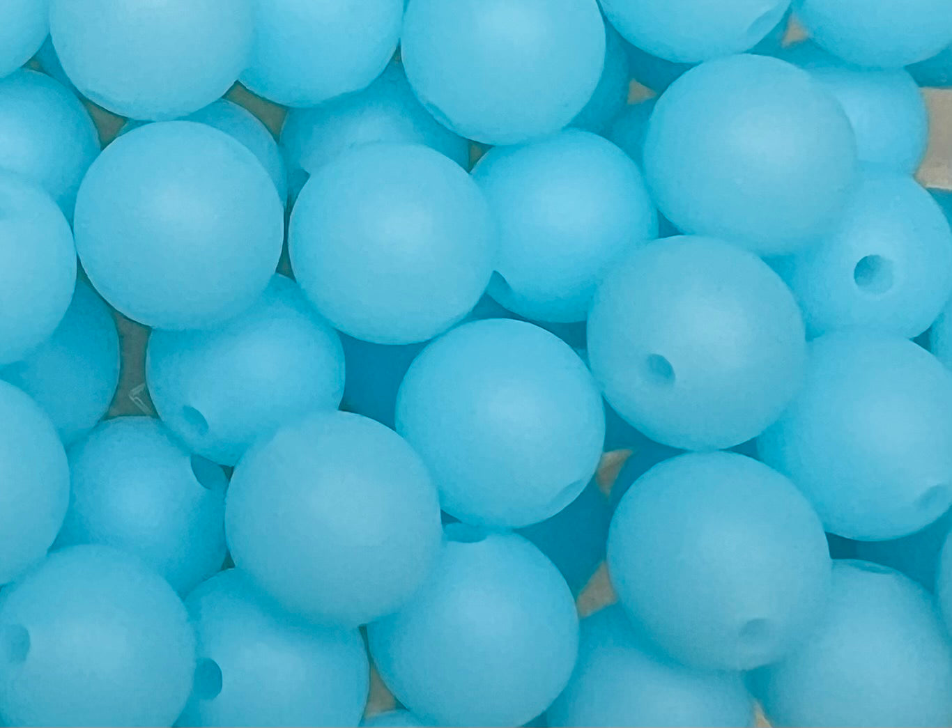 12mm Round Solid Frosted Blue Silicone Bead
