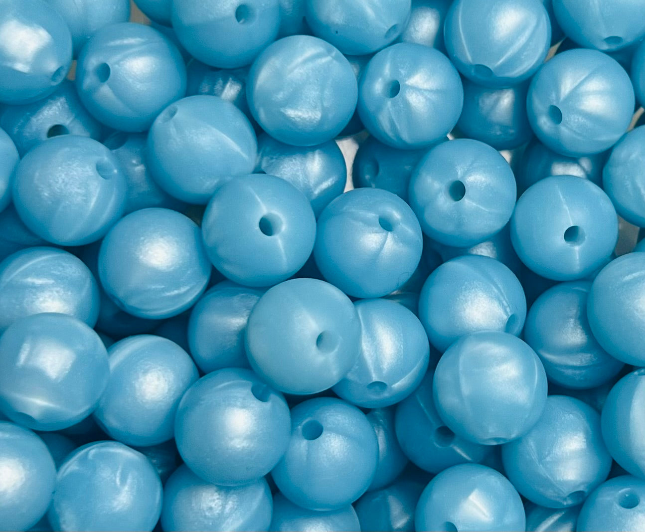 12mm Round Solid Pearl Sky Silicone Bead
