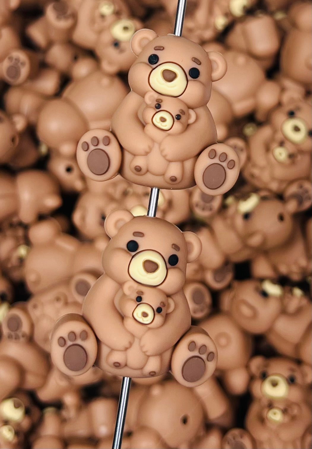 3D Mama Bear Silicone Focal Bead,**NOT FOR TEETHING** Animal Shape Silicone Bead