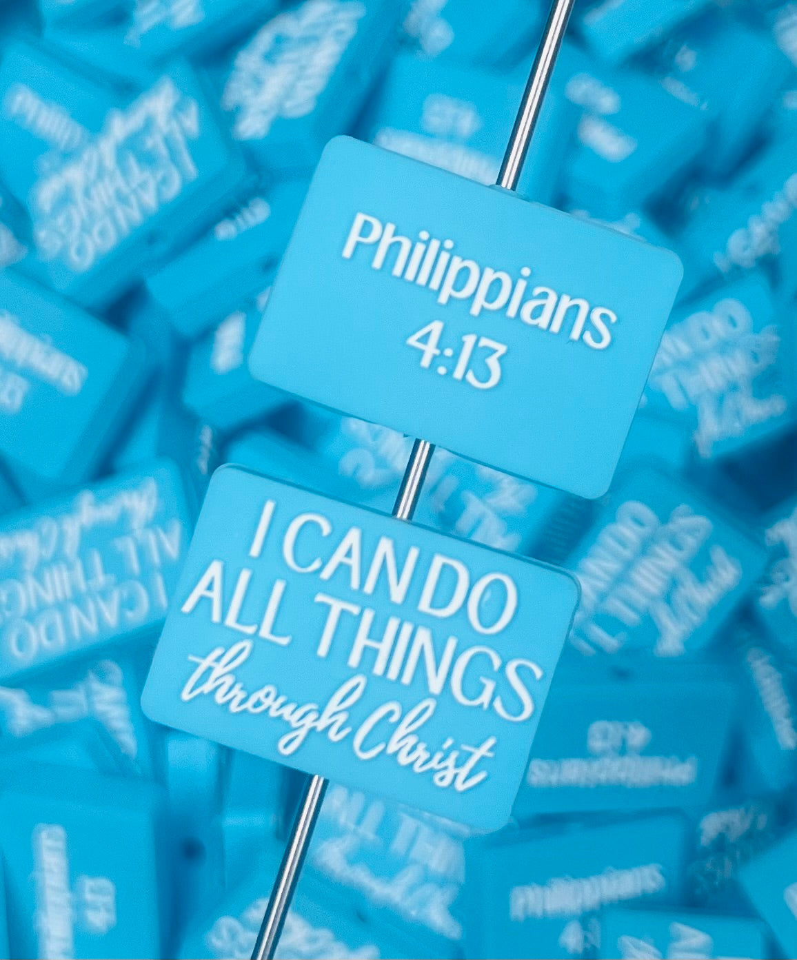 R- I Can Do All Things Through Christ Silicone Focal Bead, Religious Silicone Focal Bead