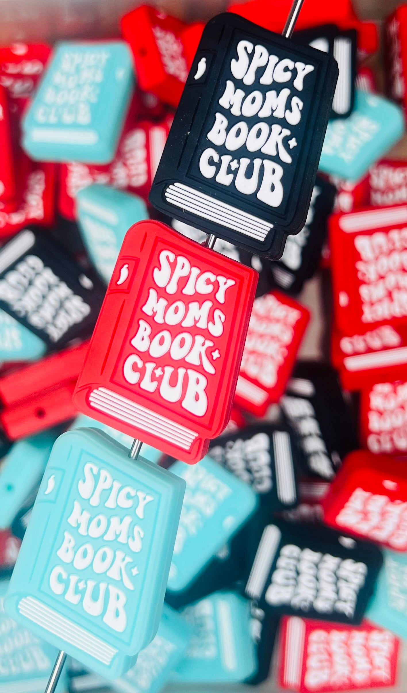 Spicy Moms Book Club EXCLUSIVE 35mm Silicone Focal Bead, Book Silicone Focal Bead
