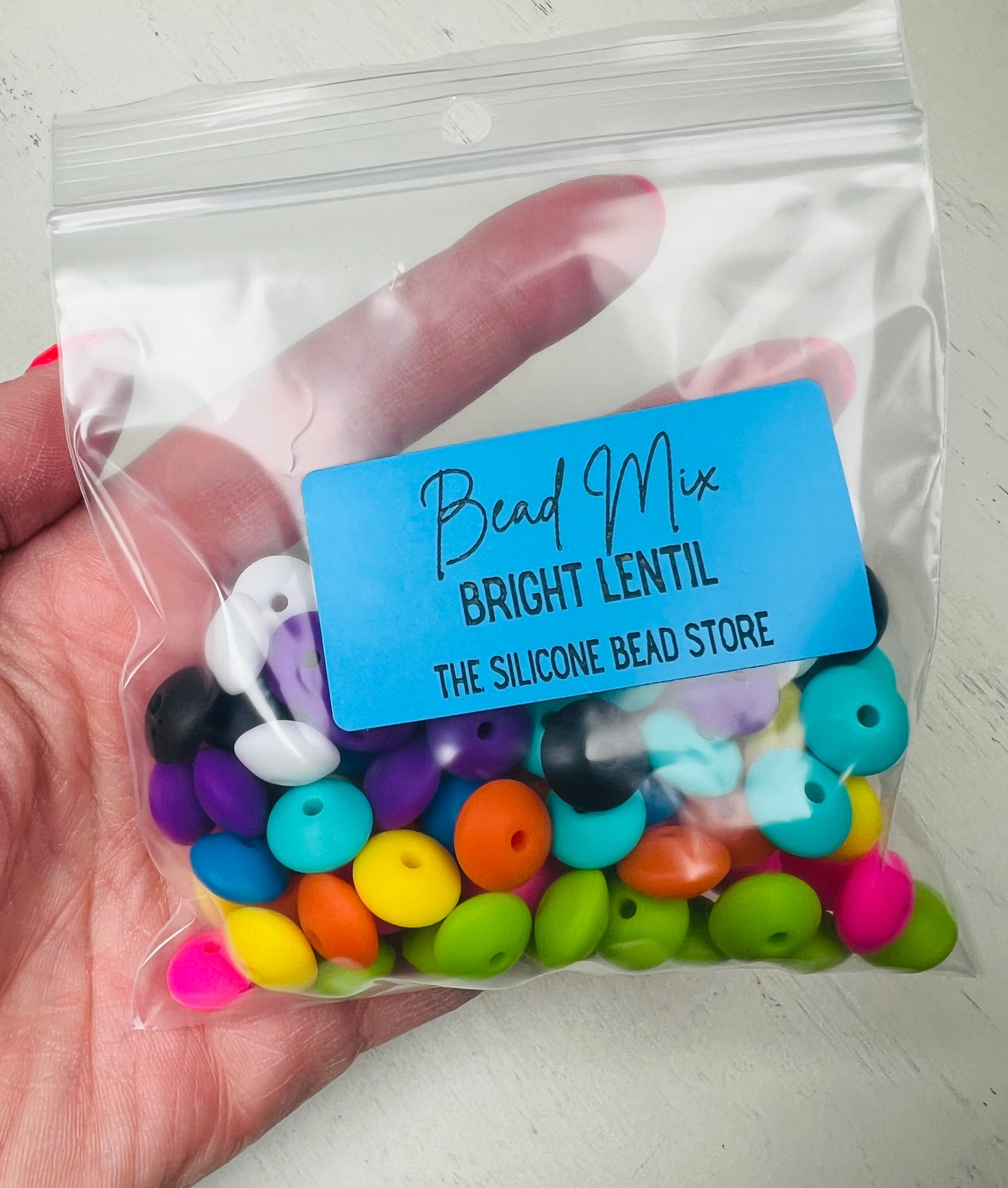 * Bead Mix - Bright 12mm Lentil Silicone Bead Mix Bag