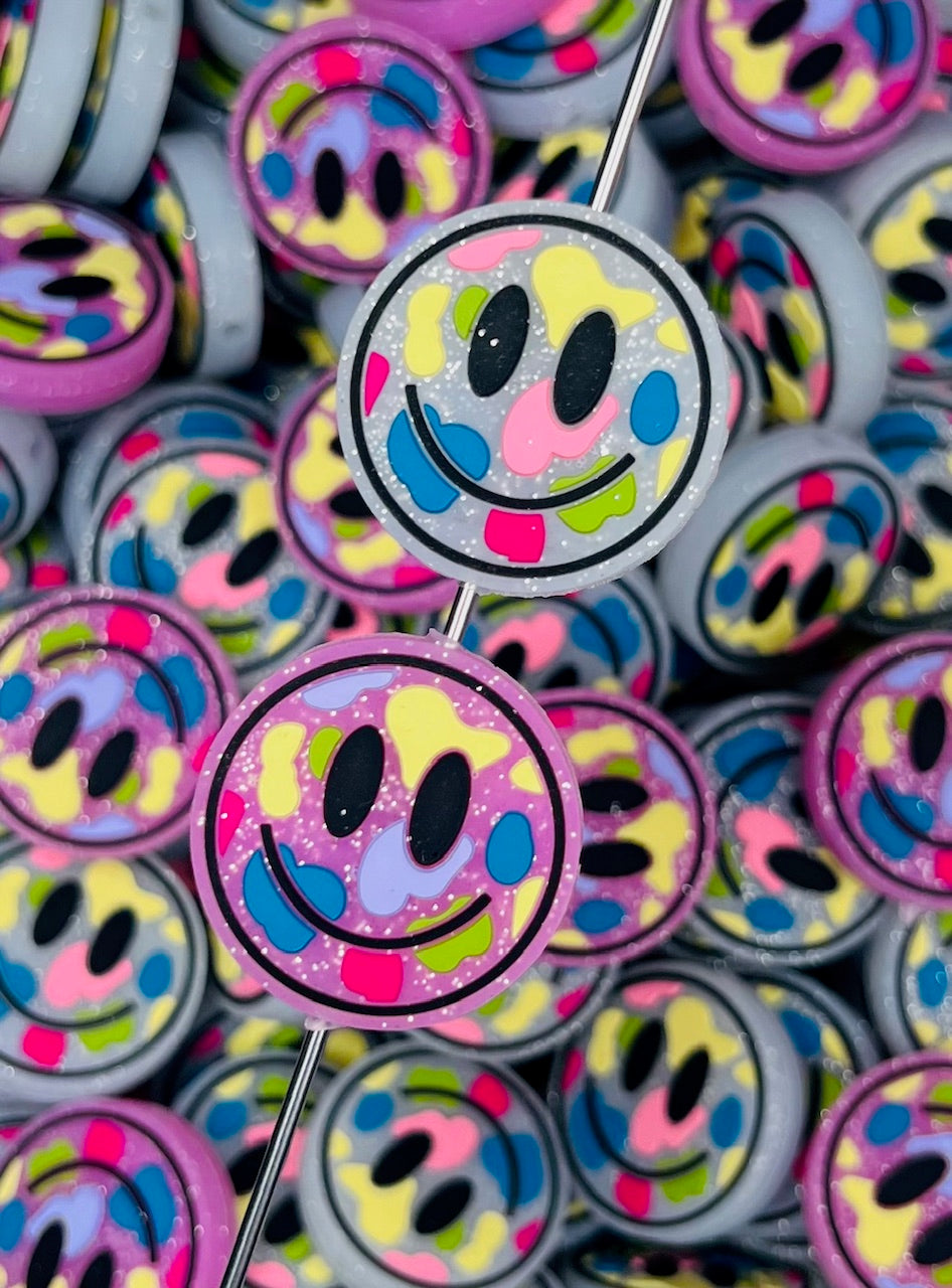 Splash of Smiles Silicone Focal Bead, Smiley Face Shape Bead