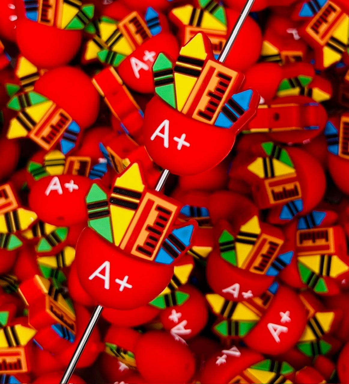 3D School Supplies Silicone Focal Bead,**NOT FOR TEETHING** School Shape Silicone Bead