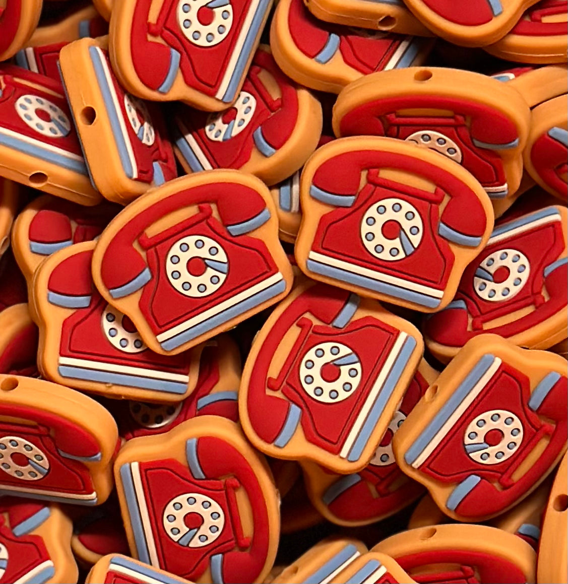 Discontinued- Retro Telephone Silicone Focal Bead, Shape Silicone Bead
