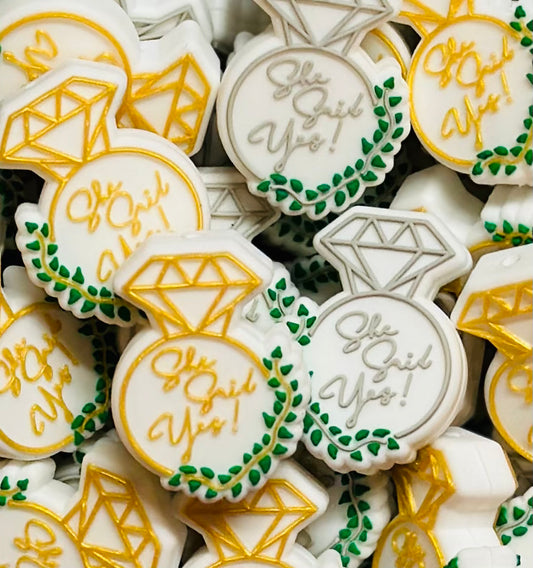 V- She Said Yes Shape Silicone Focal Bead, Diamond Focal Bead