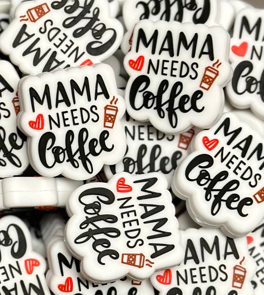 D- Mama Needs Coffee Silicone Focal Bead, Coffee Silicone Focal Bead