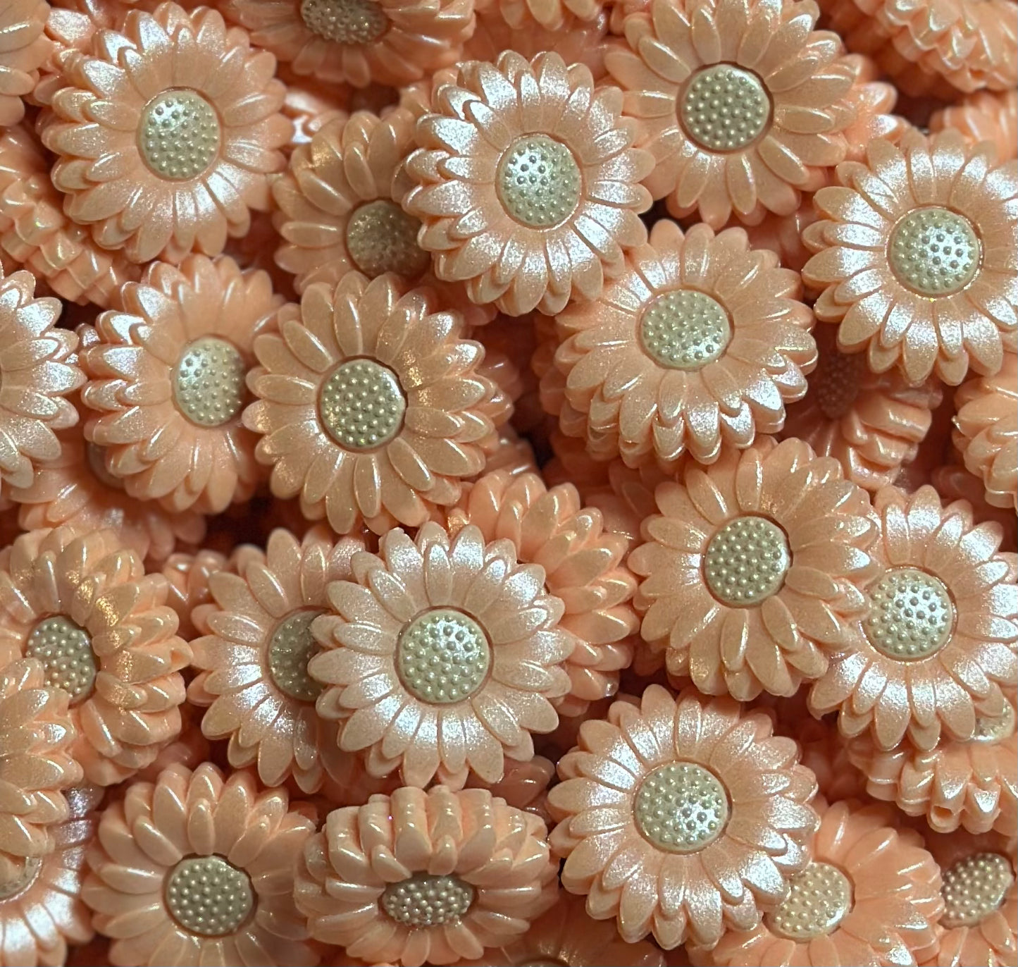 Opal Sunflower CORAL Silicone Focal Bead, Daisy Silicone Bead, Flower Shape Silicone Bead