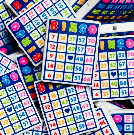 Custom Bingo Game Card Silicone Focal Bead