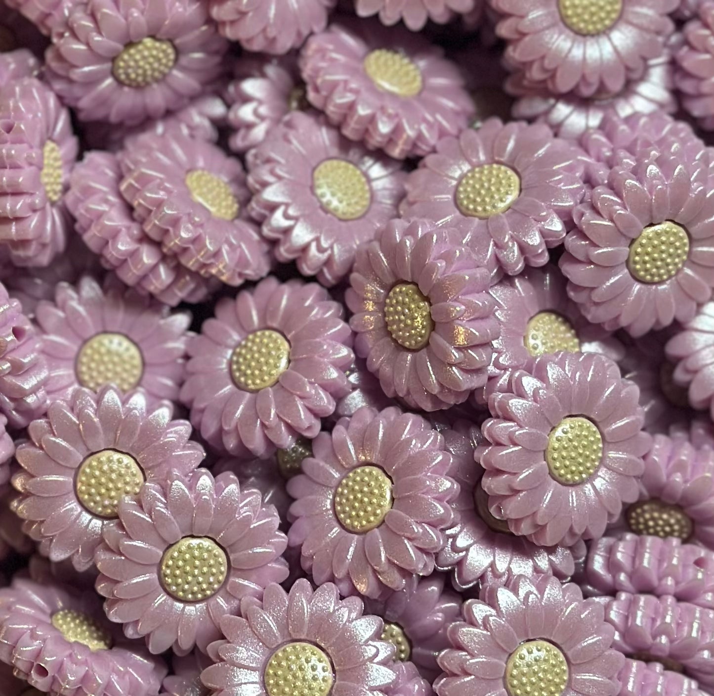 Opal Sunflower LAVENDER Silicone Focal Bead, Daisy Silicone Bead, Flower Shape Silicone Bead
