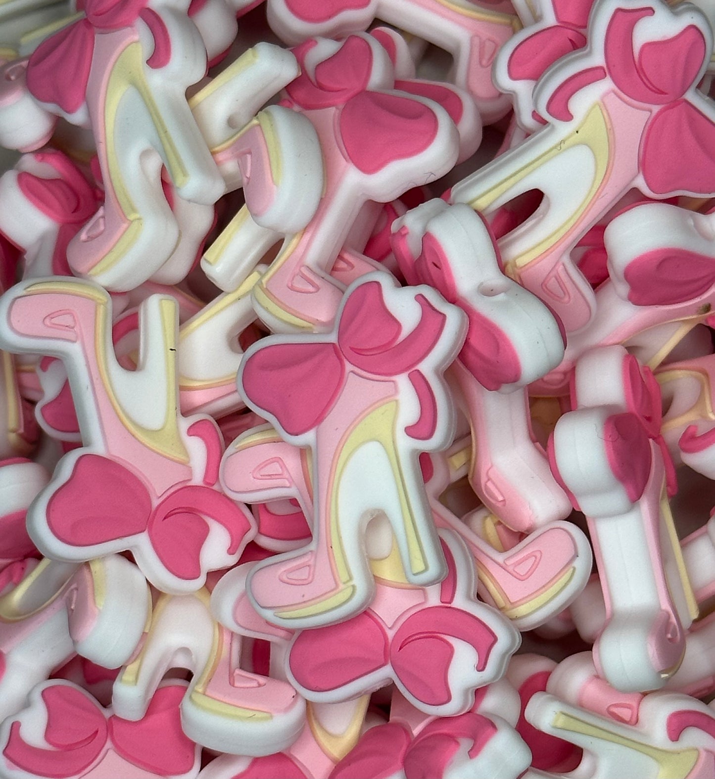 Discontinued- Pink High Heels Silicone Focal Bead, Shoe Focal Bead
